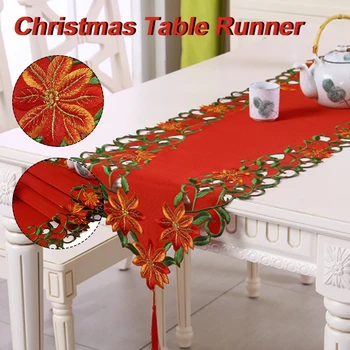 1 Ks Vianočný Stôl Runner Vyšívané vidieckom Štýle Obrus Stôl Runner Vlajky na Ploche Domov Dovolenku Dekorom Vianočné Ozdoby