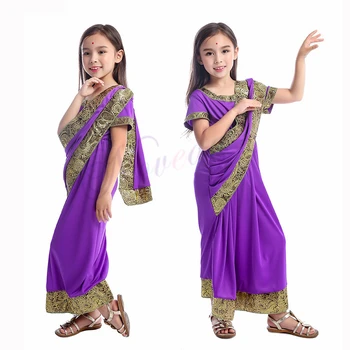 Indický Saree Strany Indie Sari Bollywood Šaty Dievčatá Tradičné Indické Deti, Oblečenie Pre Deti