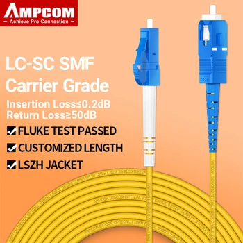 AMPCOM LC na SC UPC Fiber Optické Patch Kábel Singlemode Simplex SMF 9/125µm Jednom Režime Ohýbať Necitlivé 2.0 mm Optický Kábel