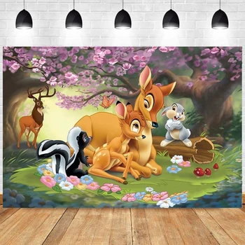 Disney Lesné Zvieratá Krásne Scény Foto Pozadie Bambi Bunny Red Deer Fotografie Pozadie Baby Sprcha Narodeninovej Party Vinyl
