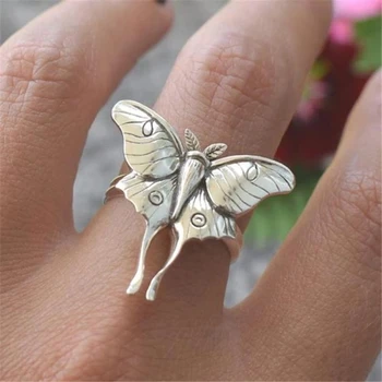 Vintage Veľký Motýľ Prstene pre Ženy Jednoduchých Kovových Žien Zásnubný Prsteň Ženské Svadobné Šperky, Doplnky, Darčeky Veľkoobchod