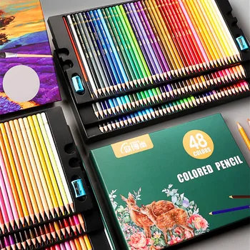 48 Farby Kreslenie Ceruzky Profesionálne Akvarelové Pastelky & Oil Pastelové Farebné Ceruzky Dospelých Sfarbenie Rysovacie Súpravy Umelecké Potreby