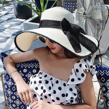 2022 Módne Letné Slnko Ochranu Veľký Okraj Slamený Klobúk Dámy Cestovanie Dovolenka Tieni Beach Sun Hat Skladacia Spp pre Ženy, Dievča