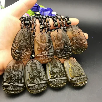 Amitabha Čierna Obsidián Vyrezávané Buddha Šťastie, Amulet Náhrdelník Prívesok Pre Ženy, Mužov, prívesky, Šperky Drop Shipping