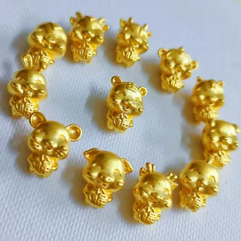 1pcs Čistý 999 24K Žlté Zlato 3D Muži Ženy Zodiac Tiger, Drak Opice Prívesok
