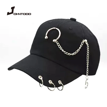 Móda hip hop bavlna šiltovku Tvorivé Piercing Krúžok Čiapky Punk Dospelých Bežné Pevné Nastaviteľné Unisex klobúk Snapback čiapky
