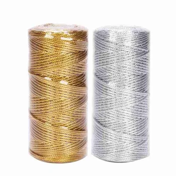1,5 mm 100M Macrame Kábel Lano Páska Remesiel DIY Zlato, Striebro Lano Reťazec pre Šitie Motúzov Twisted Niť Domov Textilné Dekorácie
