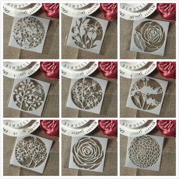 9Pcs/Veľa 5inch Kvet Daisy Rose DIY Vrstvenie Blany Maľovanie Zápisník Sfarbenie Razba Album Dekoratívne Šablónu Karty