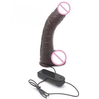 10 Palcov Realistické Veľké Čierne Dildo Vodotesný Flexibilný Obrovský Penis s Textúrou a prísavky Sexuálne Hračky, Sex Produkty