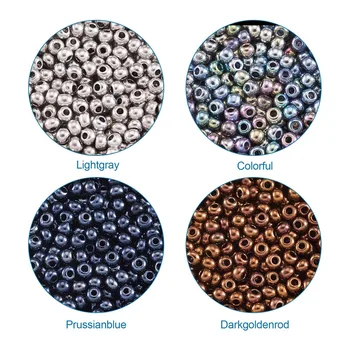 pandahall 12/0 elektrolyticky pokrývajú Sklo Osiva Korálky Triedy A Iris Kolo pre Šperky, Takže DIY 2x1.5mm, Diera: 0.3 mm, 4 Farby