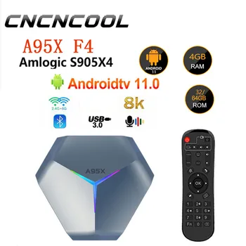 Cncncool A95X F4 RGB Svetlo Smart TV Box Android 11 Amlogic S905X4 4G 64GB 32G Wifi, BT Media Player A95XF4 4G128G Set-Top-Box