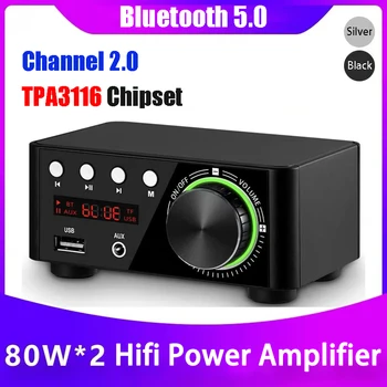 Bluetooth-Kompatibilným hi-fi Zosilňovač 50Wx2 Tpa3116 Kanál 2.0 BT 5.0 Domov Auto Digitálny Audio AMP USB U-disk TF Prehrávač Hudby