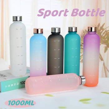 1 Liter Vody Fľaše pre Dievčatá s Časom Značky Portable Fitness, Športové Fľaše Nepresakuje BPA Free Mliečneho Nápoja Fľaše