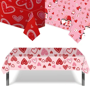 137x274cm Valentína Obrus Obdĺžnik Opakovane PVC Láska Srdce Tablecover pre Svadobné Party Valentines stolové Dekorácie