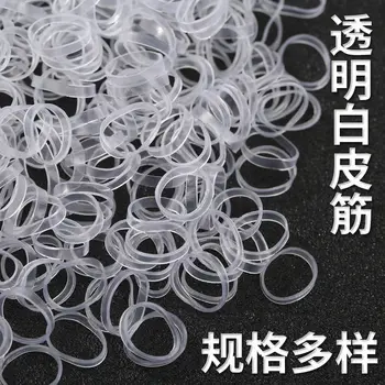 Veľké stredné malé Transparentná biela gumička jednorazové vlasy krúžok zväzok produktu šetrné k životnému prostrediu odolné kožené