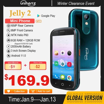 Unihertz Jelly 2 Skupina Mini Android Smartphone 11 Heliograf P60 Octa-Core Odomknutý 6GB 128GB NFC Mobil 16MP Infračervené Telefón