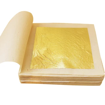 100 Listov 24K Jedlé Čisto Originálne Gold Leaf 8 cm Fólie pre DIY Kozmetológie Scrapbooking Razenie Cake Decoration Umenie Maľba