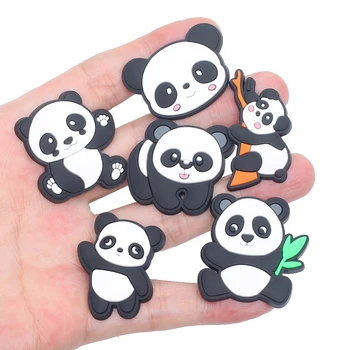 Jediný Predaj 1pcs Kawaii Panda Obuvi, kľúčové tlačidlá Príslušenstvo Deti Topánky Dekorácie Fit Náramok Croc Jibz Kúzlo Strany Prítomný