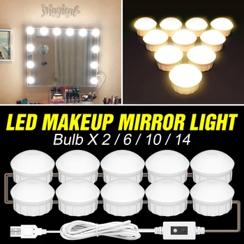 LED Zrkadlo, Lampa Hollywood Márnosť ľahkou Rukou Sweep Senzor make-up Zrkadlo Svetlo Toaletný Stolík Kozmetické LED Žiarovka Stmievateľné Osvetlenie