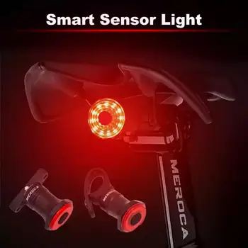 USB Nabíjateľné Svetlo na Bicykel Zadné Koleso Brzdové Svetlo Inteligentný Senzor Vodotesný LED zadné Svetlo na Bicykli Baterka Bike Príslušenstvo