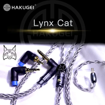 HAKUGEI Lynx Mačka Čierna litz medi a striebra zliatiny striebra plátovaného occ Modulárny konektor 3 to1