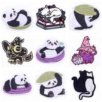 Roztomilý Zvierat Vyšívané Patch Na Oblečenie Panda Mačka Žehlička Na Patche Pre Oblečenie, Termo Samolepiace Záplaty DIY Odznak Príslušenstvo