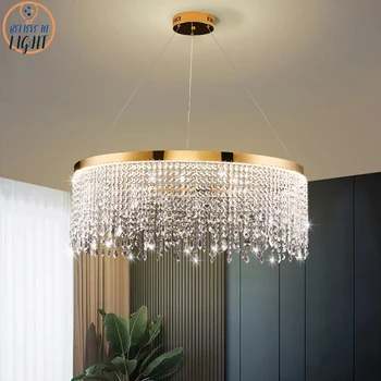 Obývacia Izba Luxusný Luster Nordic Crystal Visiace Lampy Zlato Domova LED pre Obývacia Izba Jedáleň Prívesok Svietidlo