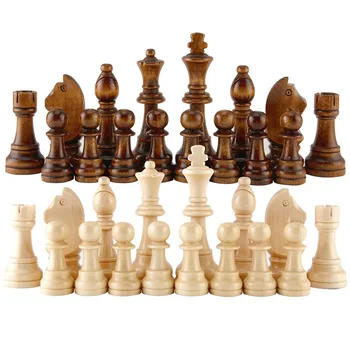 Nové 32pcs Drevené Šachové Figúrky Kompletný Chessmen Medzinárodné Slovo Šach Šach Zábavy Príslušenstvo 2 Veľkosť