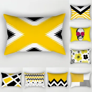 Žltá Geometrie Vankúš 30x50 obliečka na Vankúš kvetov vytlačené Gauč Dekoratívne Vankúše Hodiť Vankúš Domova Pillowcover