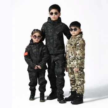 Inovovaný Detský Vonkajší Camo Soft Shell Oblečenie CS Rybolovu, Poľovníctvo Deti Sady Vysokohorská Turistika na Koni Športové Bundy Nohavice Obleky