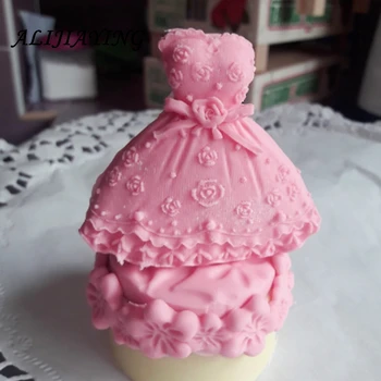 1Pcs Šaty, Sukne Princezná 3D Tortu Formovať Čokoládu Silikónové Formy na Mydlo Fondant Cake Decoration Nástroje Pre Kuchyňa Pečenie D0011