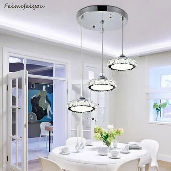 2021 Nové LED crystal jedáleň luster tri moderný minimalistický kolo obývacia izba, jedáleň, bar stôl jedálenský luster