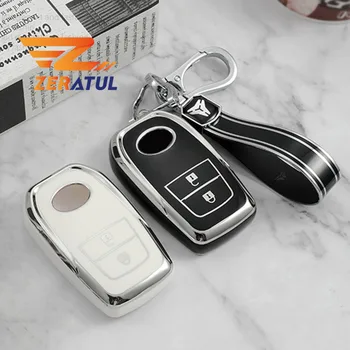 2 Tlačidlá TPU Kľúča Vozidla Prípade Tlačidlo Krytu Plášťa Fob Držiteľ Keychain pre Toyota Hilux Innova Rav4 Fortuner Yaris 2021 Príslušenstvo