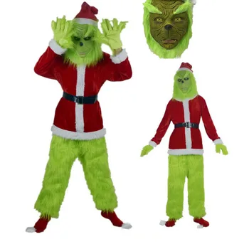 X-mas Vianočné Cosplay Kostým, Maska Pre Zelené Kožušiny Monster Grinch Cosplay Santa Vyhovovali Strany Halloween Cosplay Nastaviť