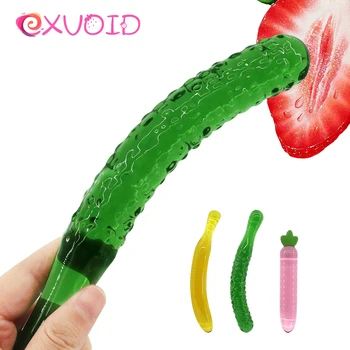 EXVOID Dospelých Produkty Sexuálne Hračky pre Ženy, Mužov, Banán Uhorky Análny Plug Sklenené Dildo Ovocie Crystal Zadok Plug G-spot Masér
