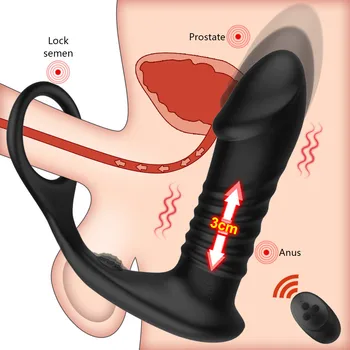 Teleskopická Análny Vibrátor Masáž Prostaty Zadok Plug Stimulátor Prostaty Oneskorenie Ejakulácie Penis Krúžok Vibrátor Sexuálne Hračky Pre Gay M