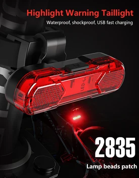 Bicykel Zadné zadné Svetlo Nepremokavé Bezpečnostné Výstražné LED Svetlo, Nabíjanie pomocou pripojenia USB Na Horách Cestnej Bike Sedlovka na Bicykel Príslušenstvo