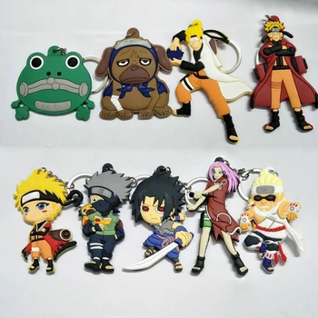 Naruto Akcie Obrázok Pvc Keychains Príslušenstvo Charms Anime Sasuke Kakashi Údaje Keyring Prívesok Deti Hračky pre Deti Darček