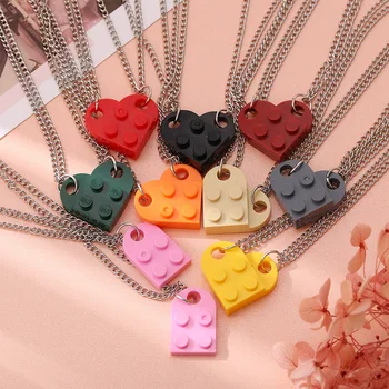 THJ Srdce Tehla Páry Milujú Náhrdelníky Pre Milovníkov Ženy Muži Lego Prvkov Priateľmi Náhrdelníky Valentines Darček Šperky