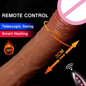 3 cm Automatické Teleskopické 360 Stupeň Swing Dildo Bezdrôtové Ovládanie Vibrátor Mužský Penis Sexuálne Hračky Pre Ženy Pošvy G-bod Stimulátor