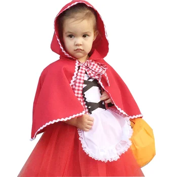 Červená čiapočka pre Dievčatá Halloween Kostým Červená karkulka Kostým Baby Šaty s Kapskom