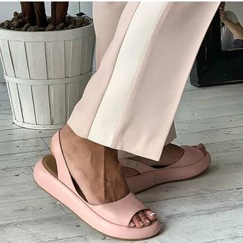 Ženy Pohodlné Sandále Flops Módne Ríme Slip-on Ploché Topánky Ženy Listov Pevné Bežné Ženské PU Zapatos De Mujer