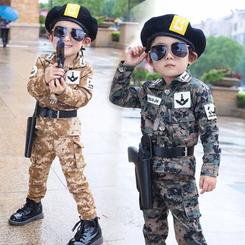 Deti Kamufláž Armády Jednotné Deti, Chlapcov, Oblečenie Set sa 4PCs Dospievajúci Chlapci Bundy Pieseň Joong Ki Cosplay Party Vojenské Kostýmy