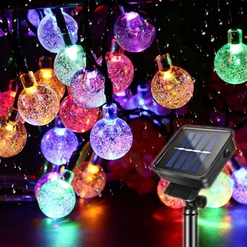 30/50/100/200 LED Crystal Ball Solárne Garland String Rozprávkových Svetiel Vonkajšie Solárne Lampy Záhradné Svetlo, Terasa, Vianočné Party Decor